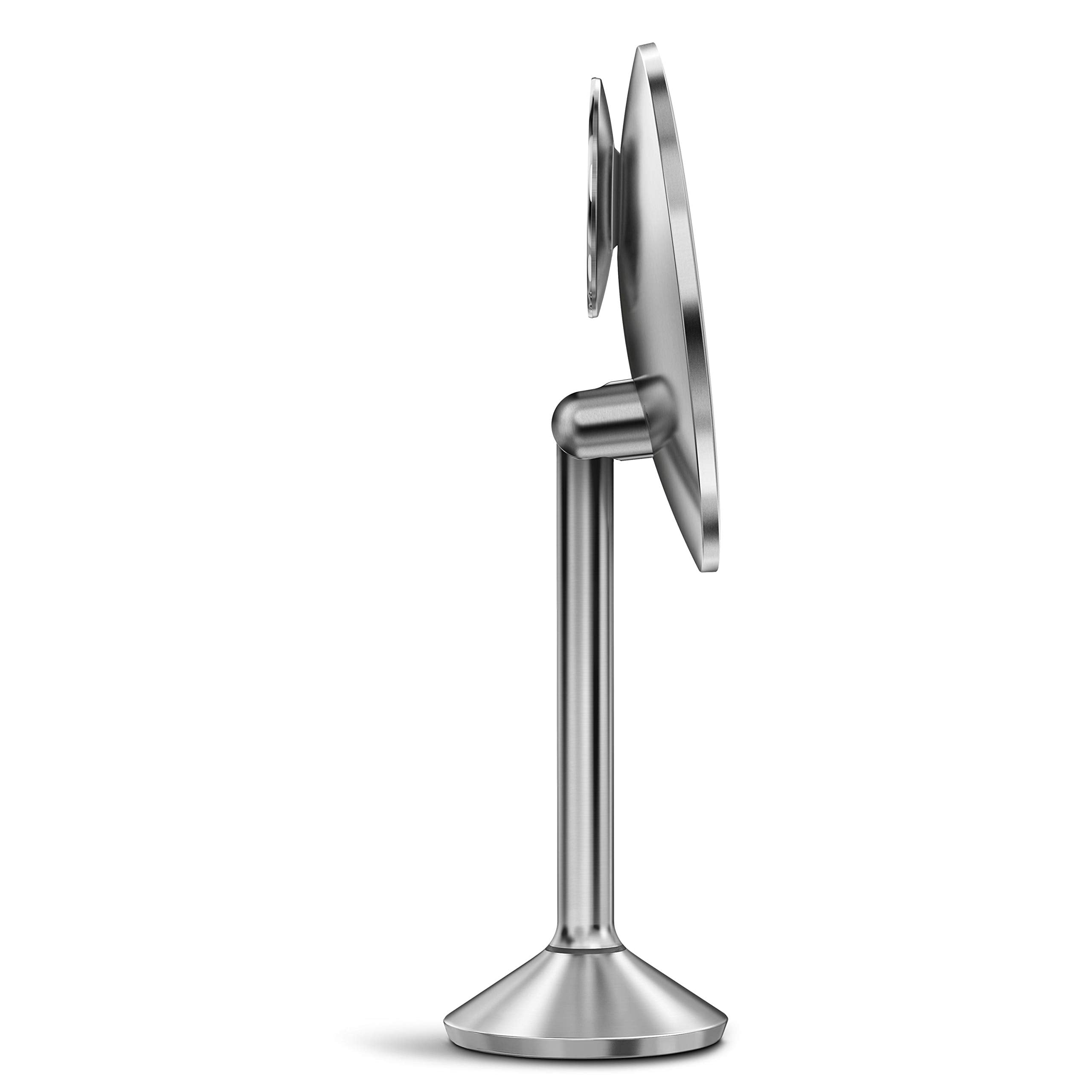 Simplehuman 8'' Pro Round Sensor Makeup Mirror, 5X + 10X Dual Magnification, Rechargeable And Cordless, Brushed Stainless Steel